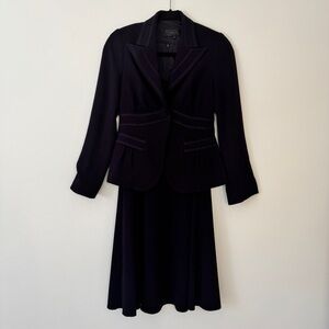 Tobias Suit Midi Dress Blazer Button Jacket Set of 2 Navy Blue Formal Wear Sz 4